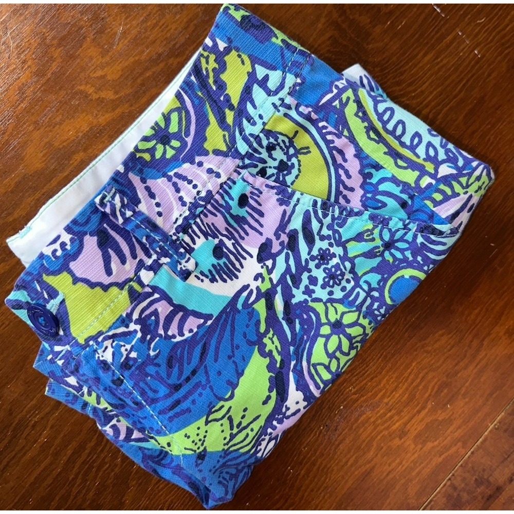 Lilly Pulitzer Callahan Shorts Cattitude Size 6 Blue Multicolor Animal Print